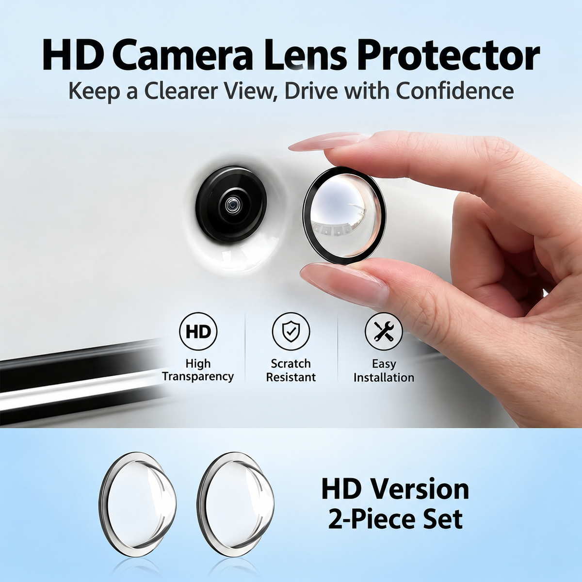 Car Camera Rain Shield – Rear & Side Lens Sun Visor Cover