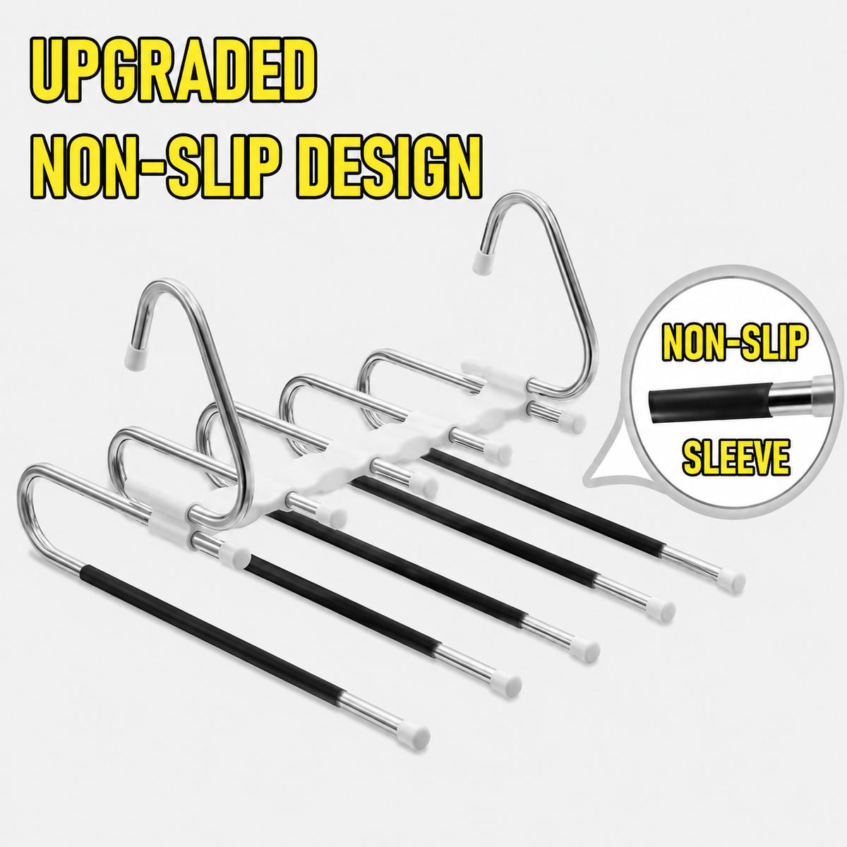 6-Tier Space Saving Pants Hanger with Pull-Out Stainless Steel Rods