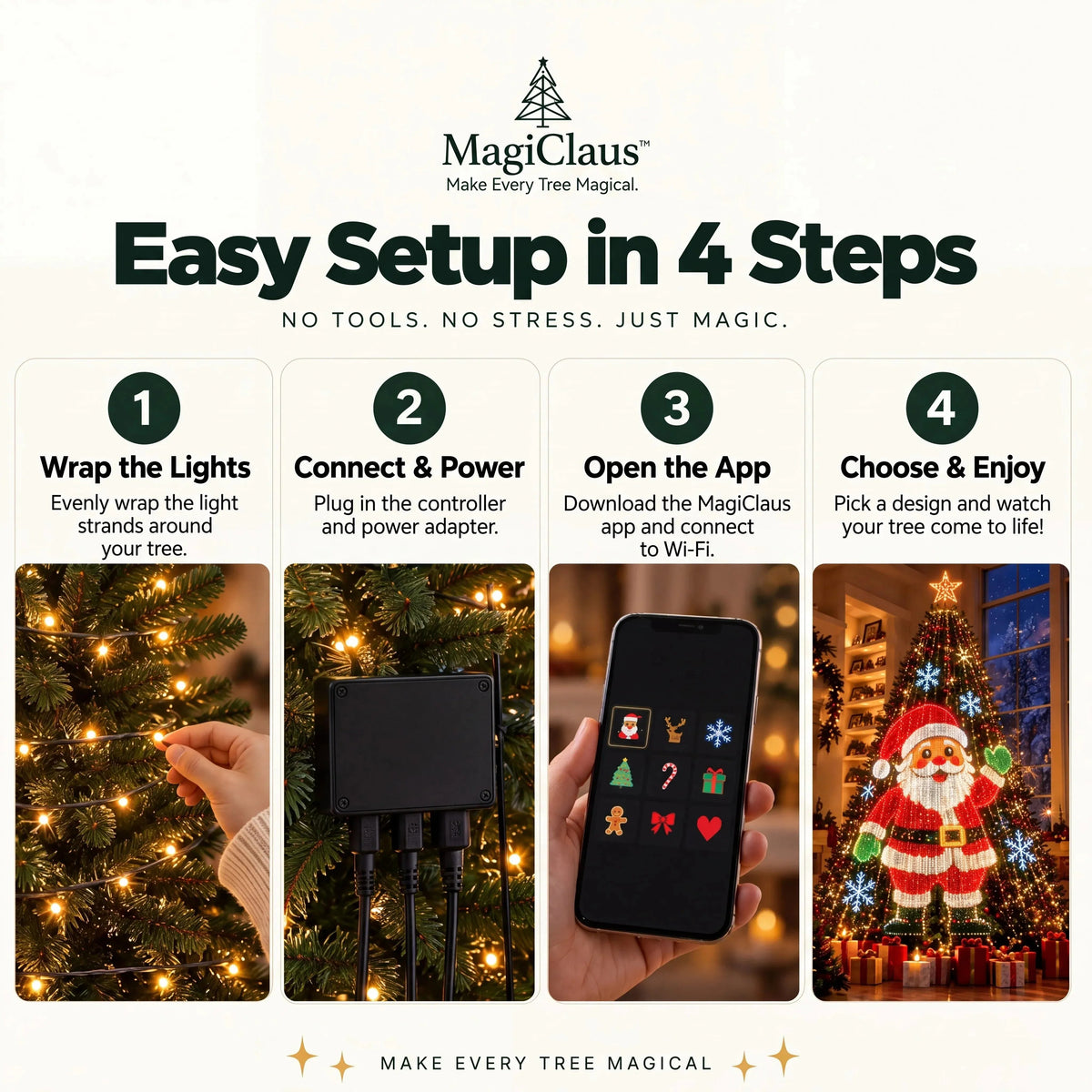 🔥SALE 🎄Smart Animated Christmas Tree Lights – App-Controlled LED Effects
