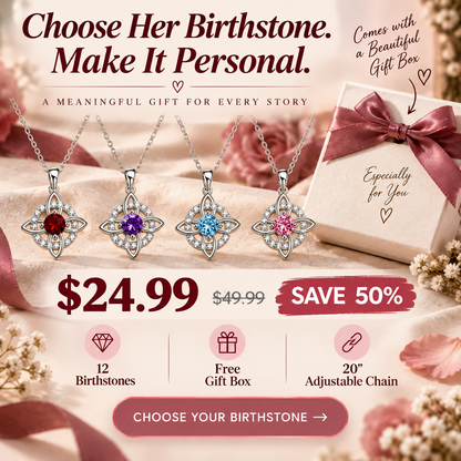 Mystical Birthstone Witches Knot Necklace – Natural Crystal🔮💞Protect Your Loved Ones