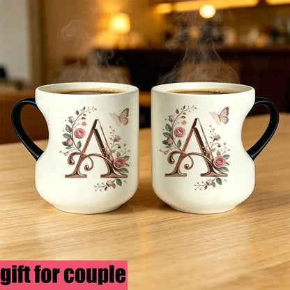 Rose Gold Floral Initial Color-Changing Magic Mug