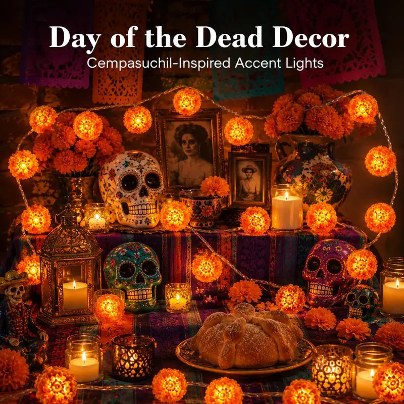 Day of the Dead Marigold LED String Lights-1.5M/3M