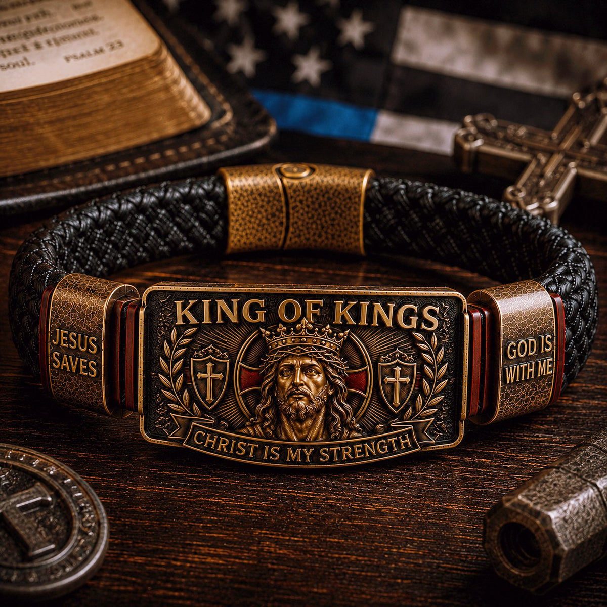 ✝️ King of Kings Faith Bracelet –Veteran Honor Bracelet