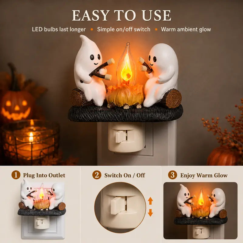 3D Flickering Campfire LED Plug-In Night Light