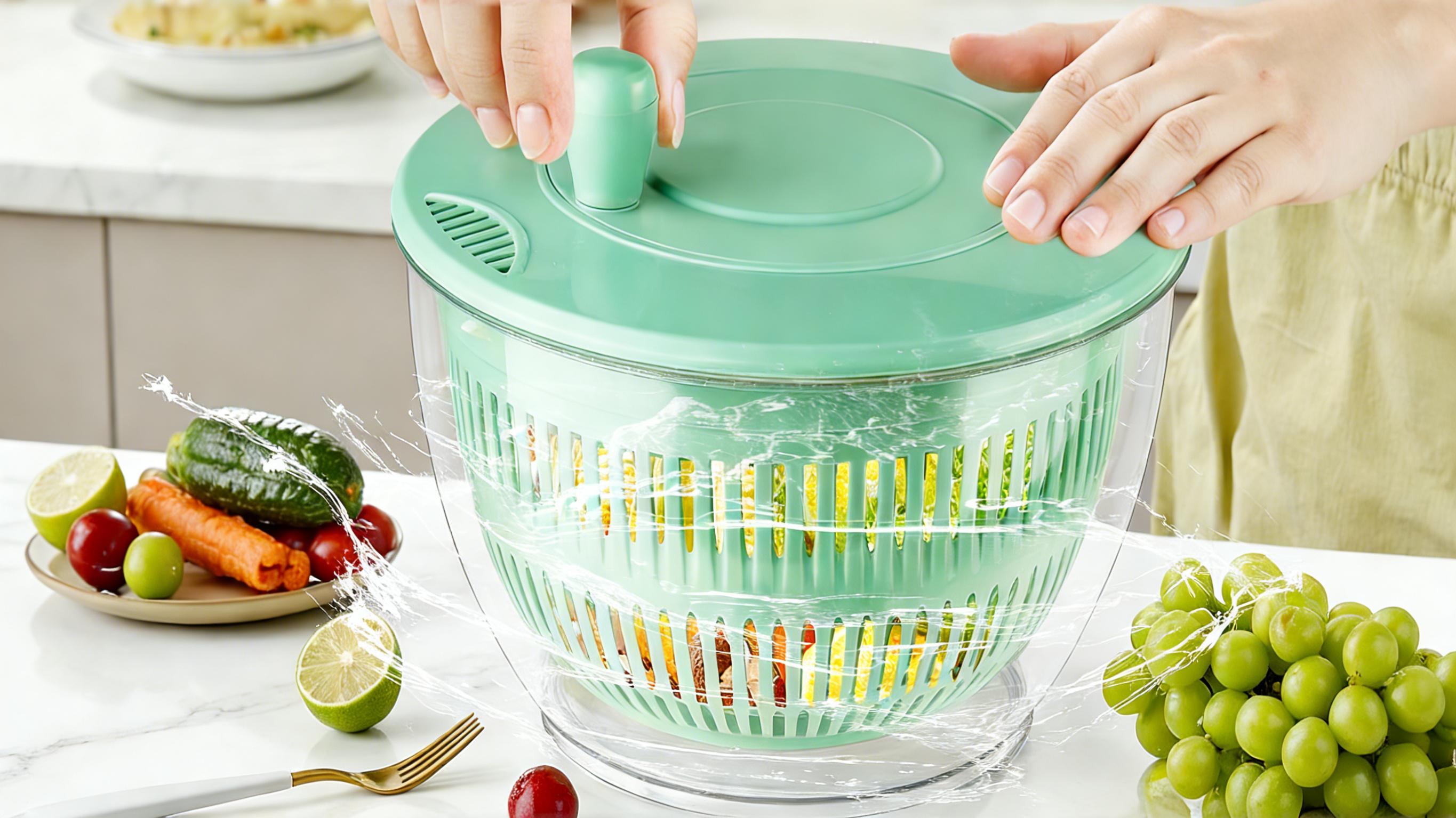 3-in-1 Salad Spinner Large, Vegetable & Fruit Washing Bowl with Slicer