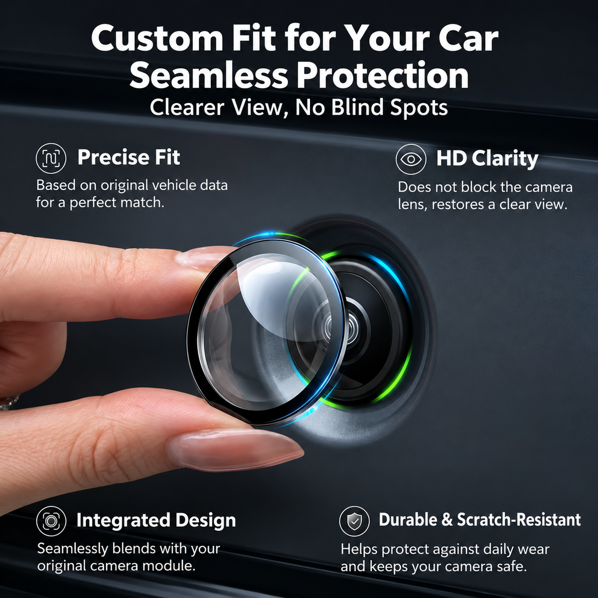 Car Camera Rain Shield – Rear & Side Lens Sun Visor Cover
