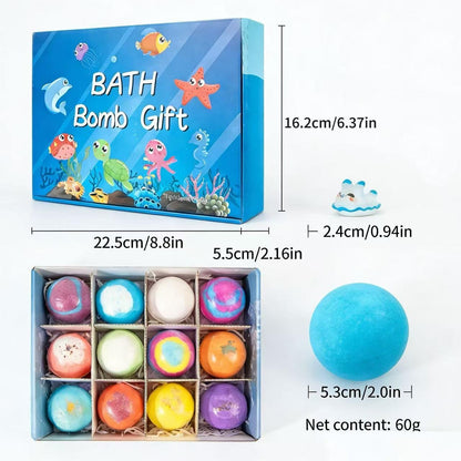 🛁🐙 Ocean Surprise Bath Bombs for Kids – 12 Pack Bubble Bath Fizzies with Hidden Sea Creatures