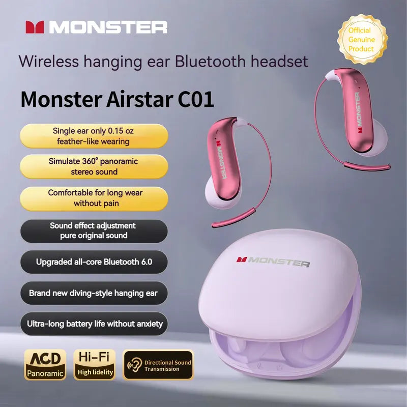 Bluetooth 6.0 Earbuds with Titanium Earhooks & 145H Playtime