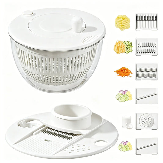 3-in-1 Salad Spinner Large, Vegetable & Fruit Washing Bowl with Slicer