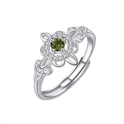 Celtic Floral Birthstone Ring