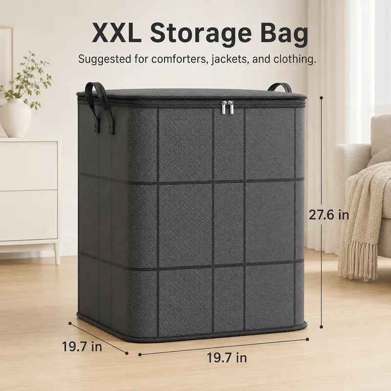 Large-Capacity Zippered Fabric Storage Bag for Clothes & Bedding