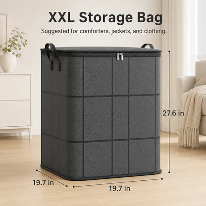 Large-Capacity Zippered Fabric Storage Bag for Clothes & Bedding
