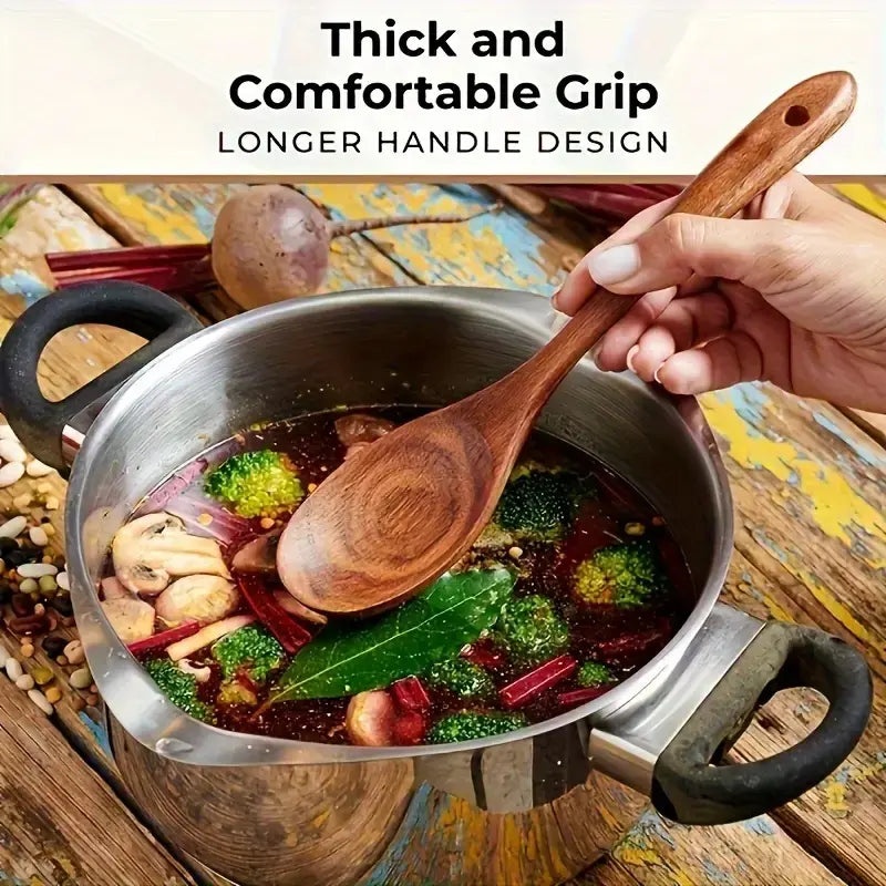 10PCS Natural Wooden Kitchen Utensil Set