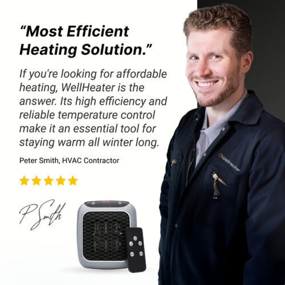 WellHeater 800W Ceramic Plug-In Heater with Remote