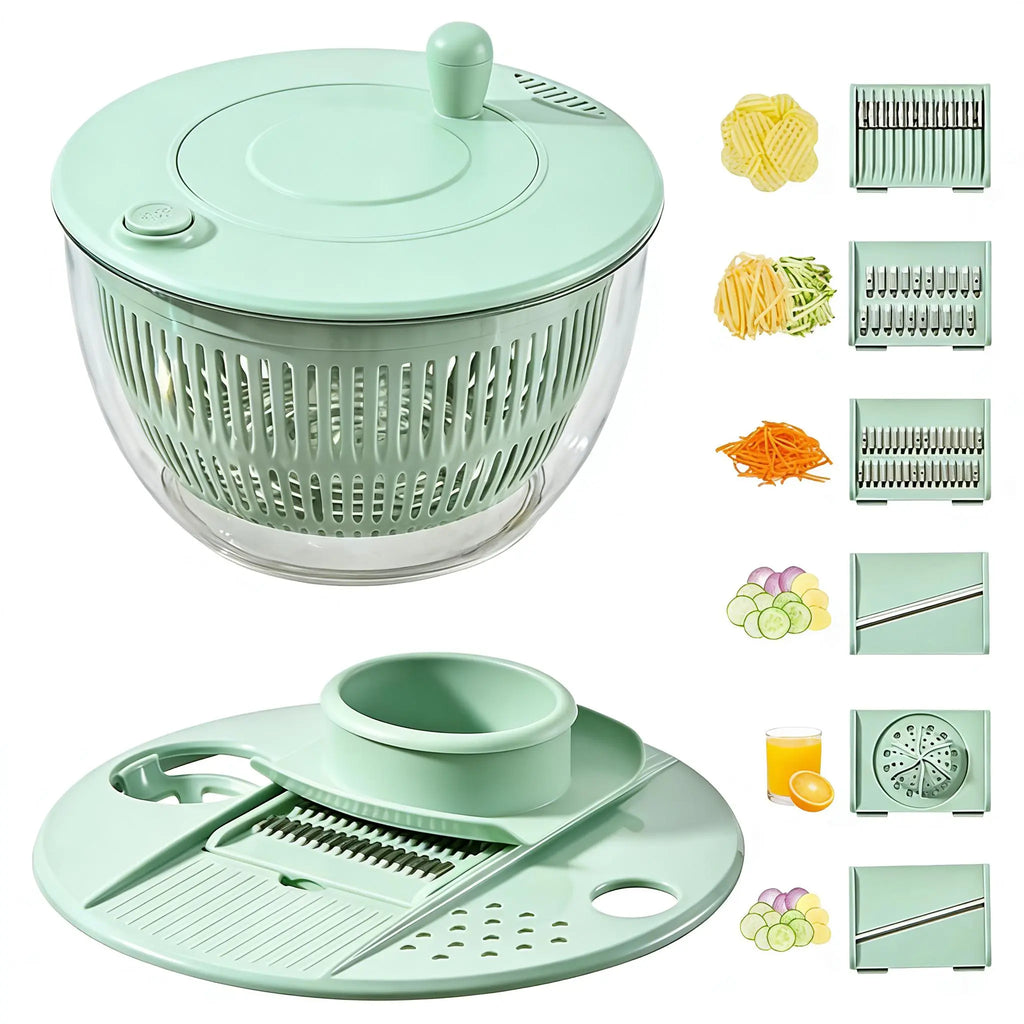 3-in-1 Salad Spinner Large, Vegetable & Fruit Washing Bowl with Slicer