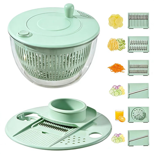 3-in-1 Salad Spinner Large, Vegetable & Fruit Washing Bowl with Slicer
