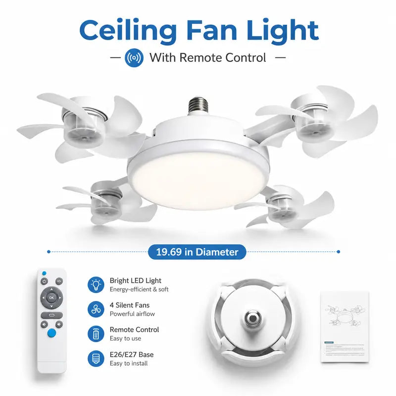 Foldable LED Ceiling Fan Light with Remote