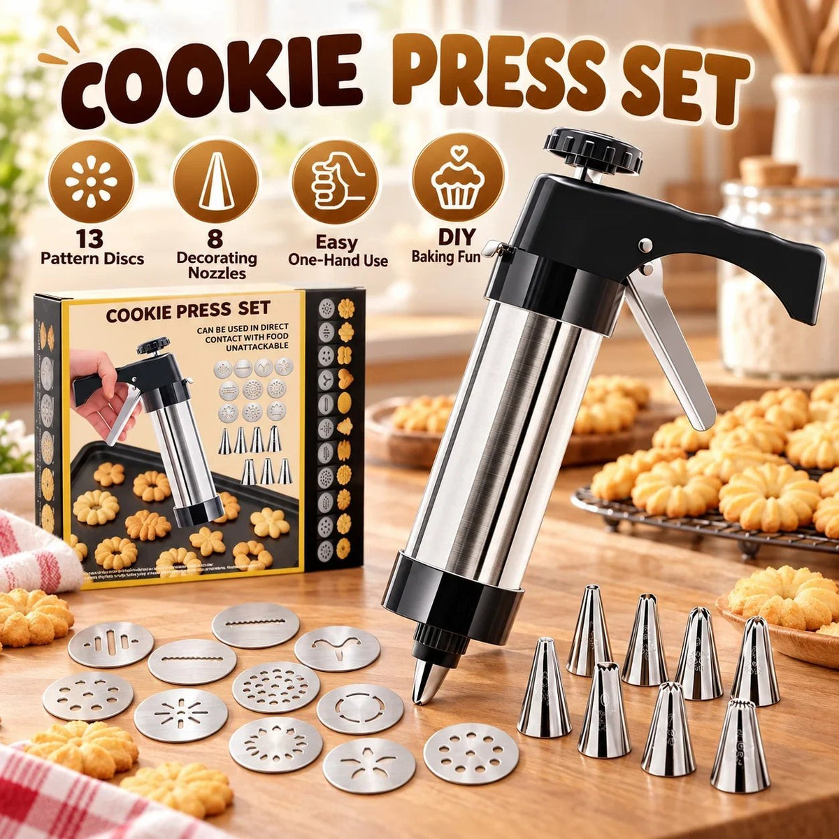 🍪Stainless Steel Cookie Press & Decorating Kit