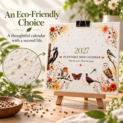 2027 Plantable Seed Calendar – Nature-Inspired Monthly Calendar with Seed Paper Pages