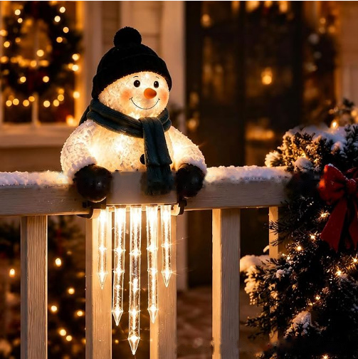 🎄 Christmas Character Railing Lights — Warm LED Icicle Glow For Magical Holiday Porch Decor🔔