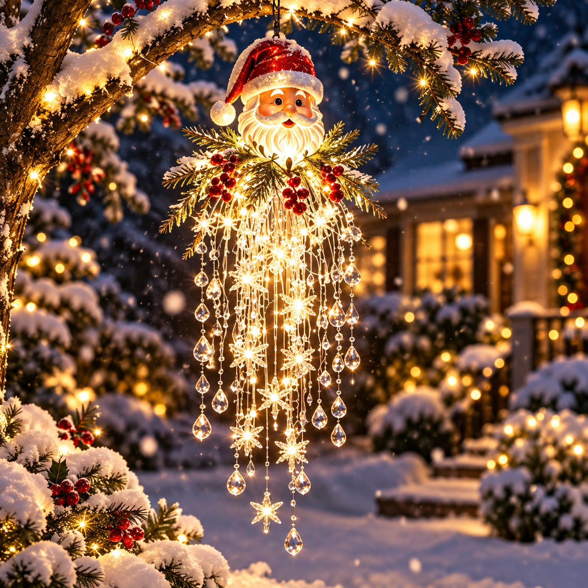 Crystal Cascade Christmas Snowflake LED Hanging Light✨❄️