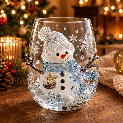 3D Raised Christmas Glass Cup – Festive Holiday Drinkware