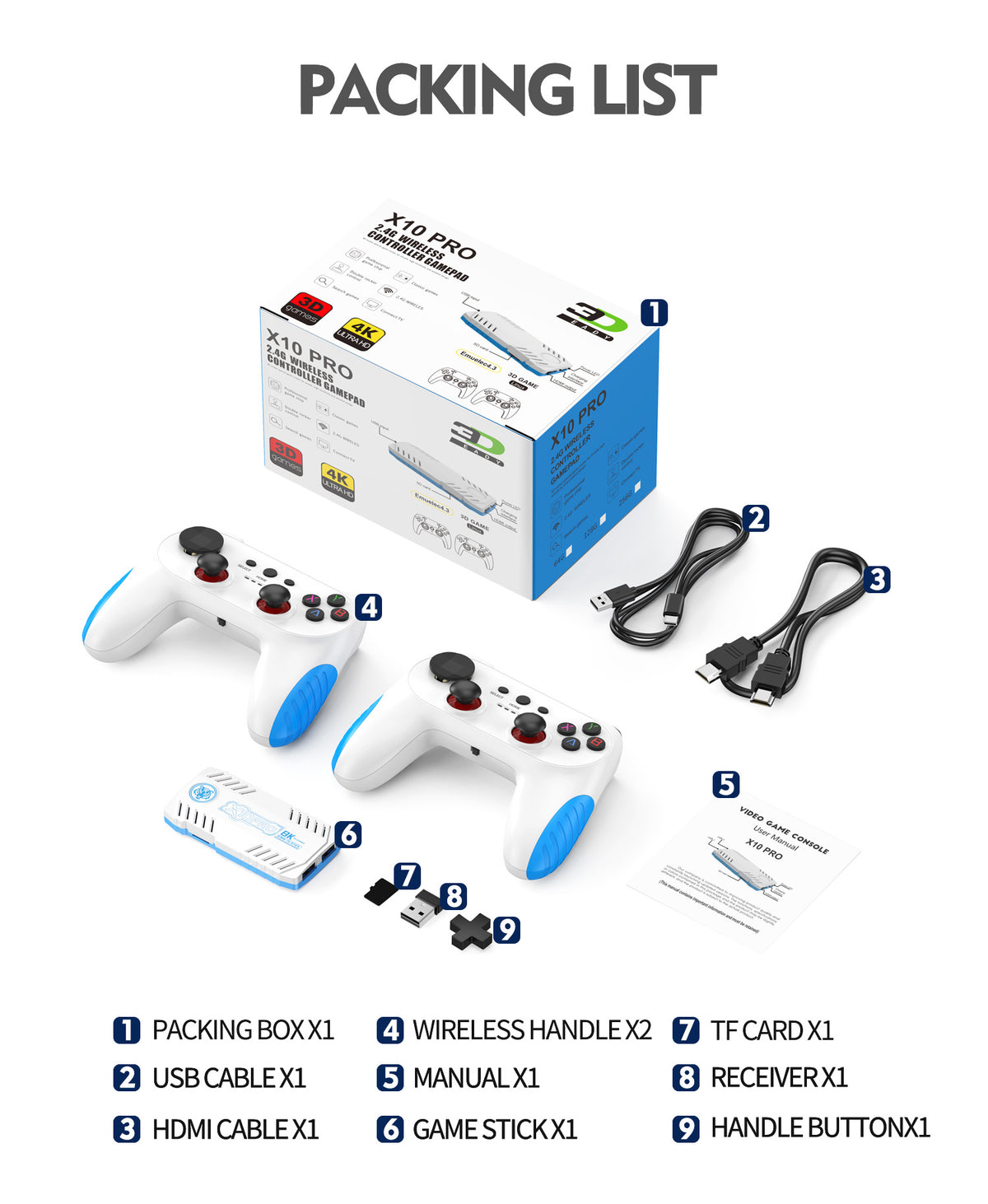 X10 Retro Game Stick with Wireless Controllers & Built-In Classic Games