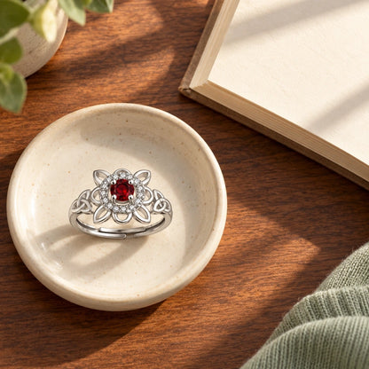Celtic Floral Birthstone Ring