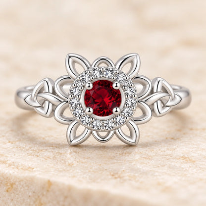 Celtic Floral Birthstone Ring
