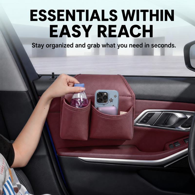Leather Car Door Storage Pocket Organizer