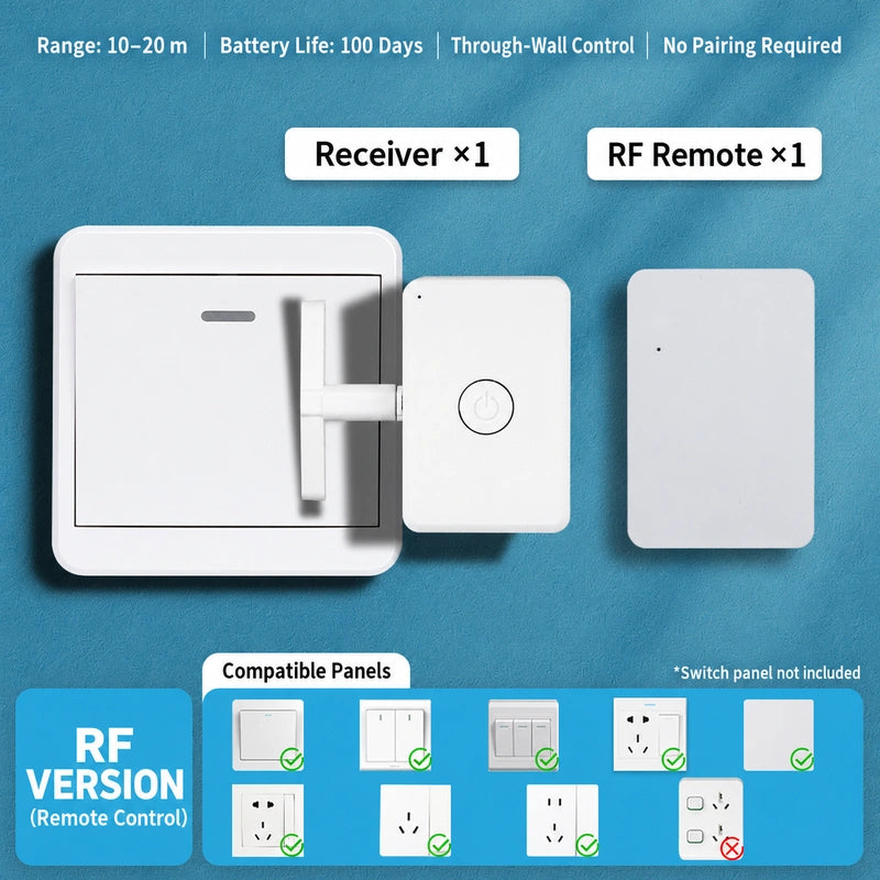 🔥2 In 1 Wireless Intelligent Button Lazy Remote Control Switch Light On Panel