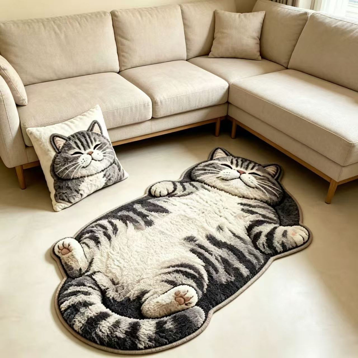 Chubby Tabby Cat Shaped Rug 🐱🤎