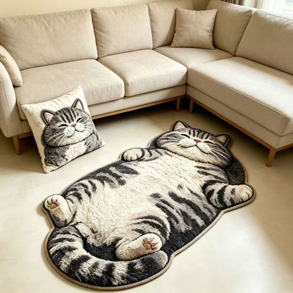 Chubby Tabby Cat Shaped Rug 🐱🤎