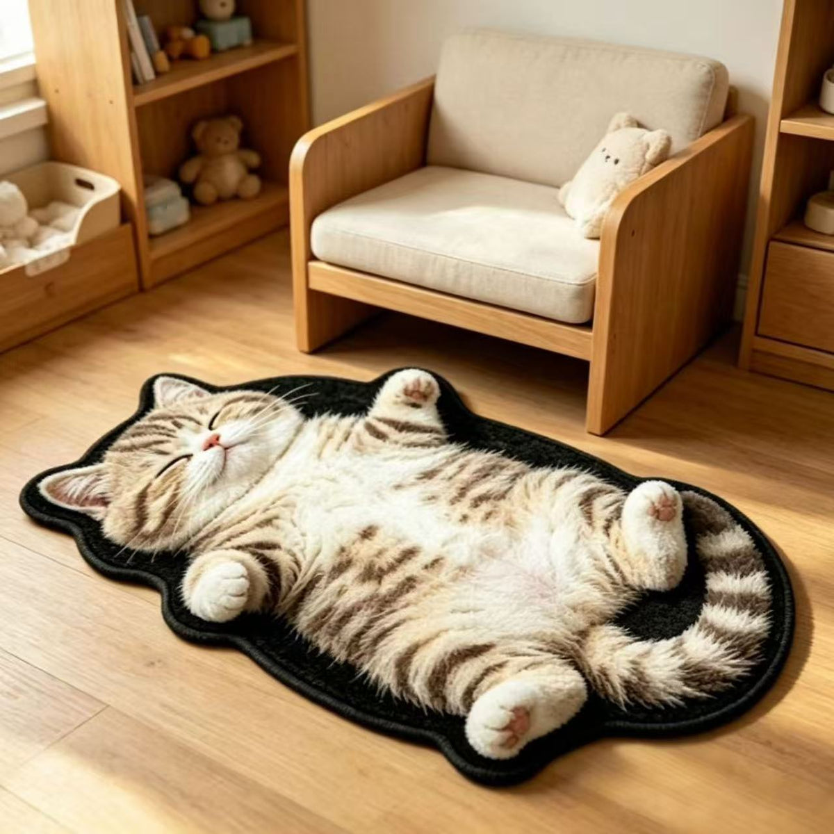 Chubby Tabby Cat Shaped Rug 🐱🤎