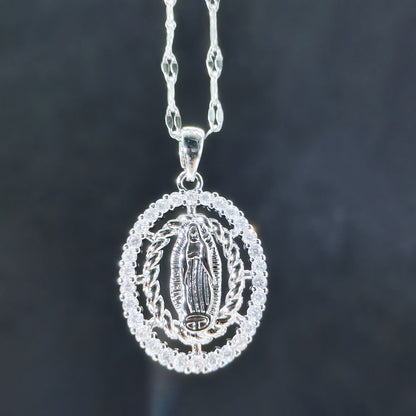 🔥14K Gold Plated Virgin of Guadalupe CZ Pendant Necklace