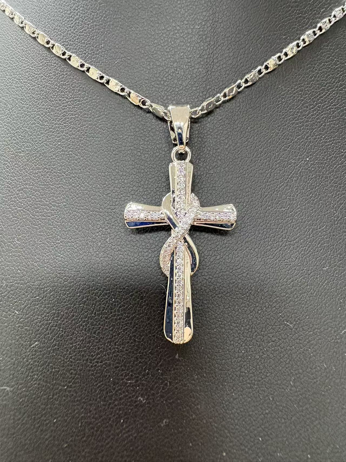 ✝️14K Gold-Plated CZ Cross Pendant Necklace