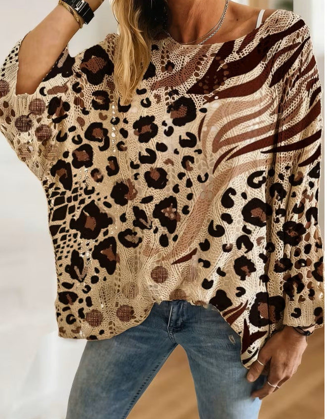 🎄Women's Holiday Knit Top – Christmas Print Loose Long Sleeve Sweater
