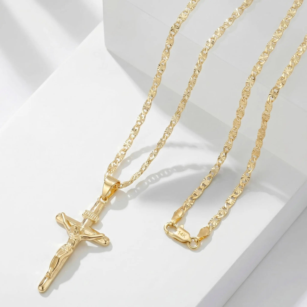 ✝️14K Gold-Plated CZ Cross Pendant Necklace