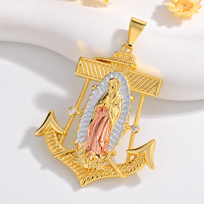 St. Jude Thaddeus Anchor Cross Pendant – 14K Gold Plated🎁 (Free Necklace Included)
