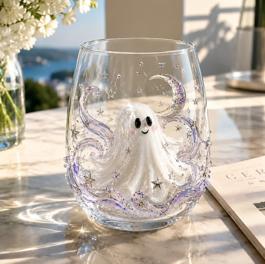 3D Raised Christmas Glass Cup – Festive Holiday Drinkware