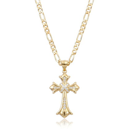 ✝️14K Gold-Plated CZ Cross Pendant Necklace
