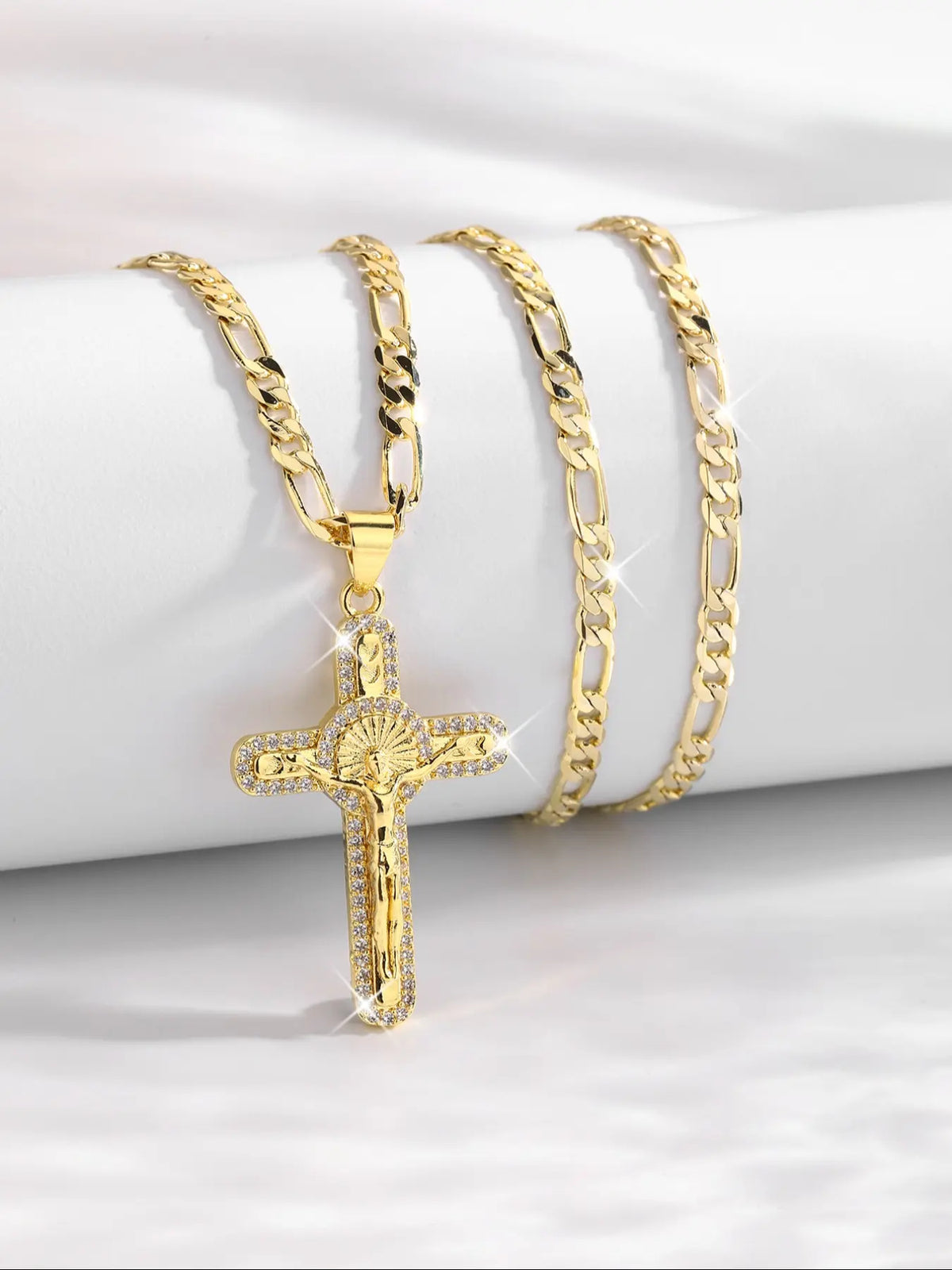 ✝️14K Gold-Plated CZ Cross Pendant Necklace