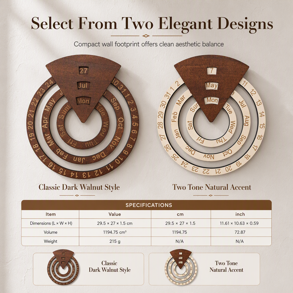 🎁2026 New Arrivals 50% OFF💥Circular Wooden Rotating Perpetual Calendar – Artistic, Interactive, Timeless ✨
