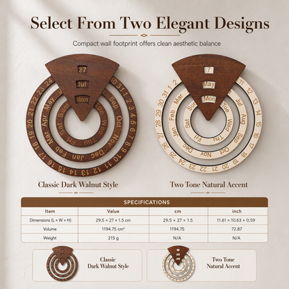 🎁2026 New Arrivals 50% OFF💥Circular Wooden Rotating Perpetual Calendar – Artistic, Interactive, Timeless ✨