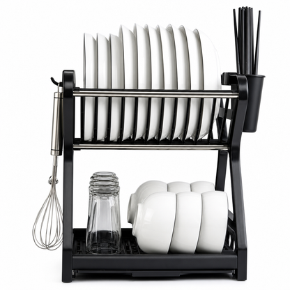Multi-Layer Kitchen Dish Drying Rack and Tableware Storage Organizer with Steel Frame