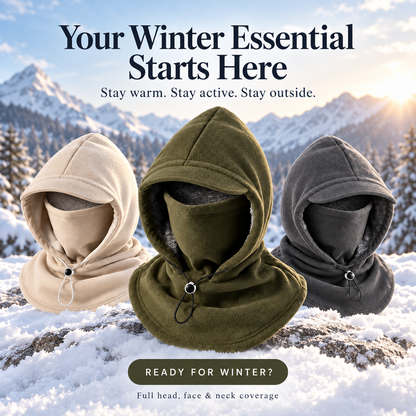 🥶 Fleece Balaclava Hood – Full Face & Neck Winter Protection for Outdoor Adventures