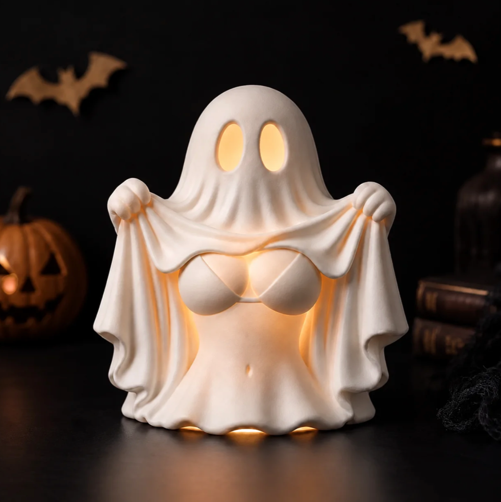 Fashion-forward ghost tealight holder on a modern dining table