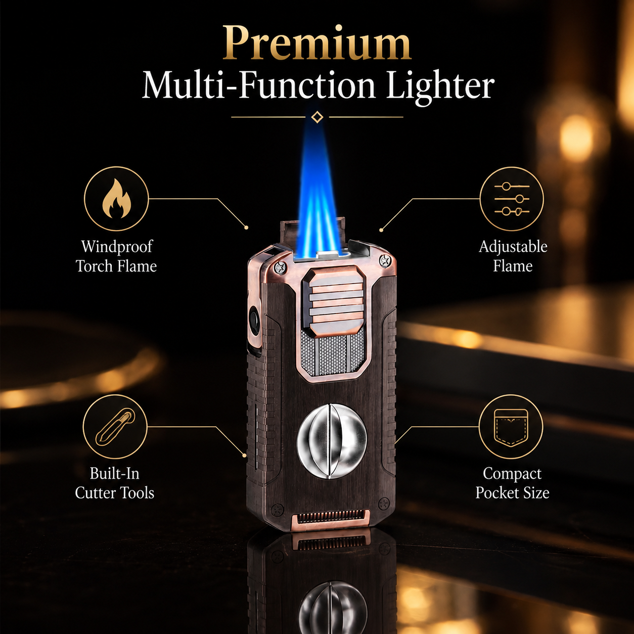 Four-step instructions for refilling the butane torch lighter