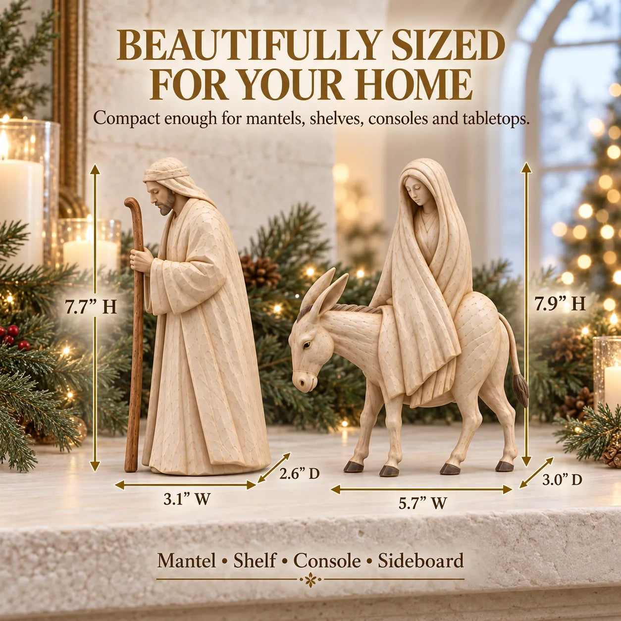 Hand-finished nativity figurines
